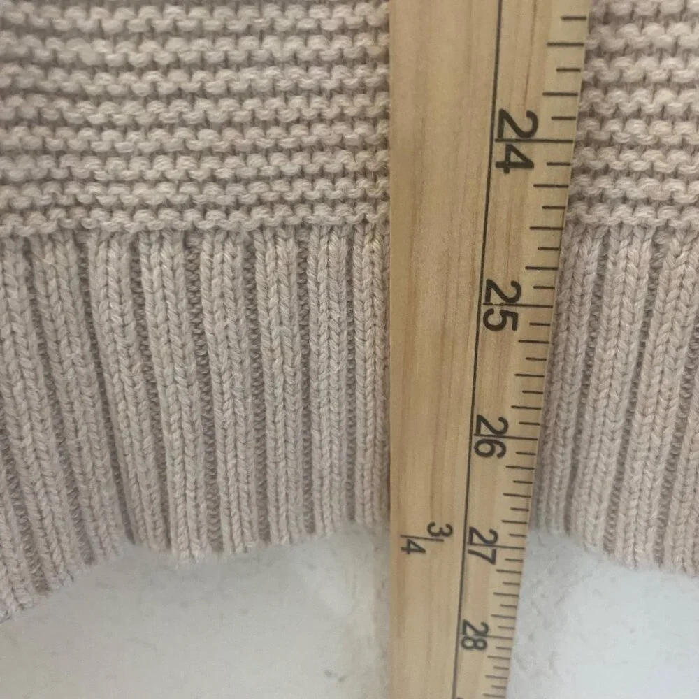 J.Crew Wool Blend Turtleneck Sweater Womens L Beige Tan Knit Granola‎ Fisherman